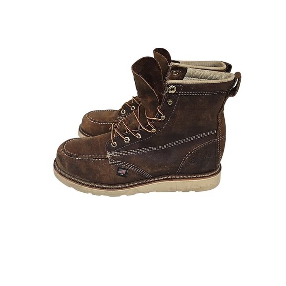 Thorogood Men's 6" 814-4203 USA Wedge Sole Soft Toe Boot Brown Size 10 2E - Picture 5 of 8